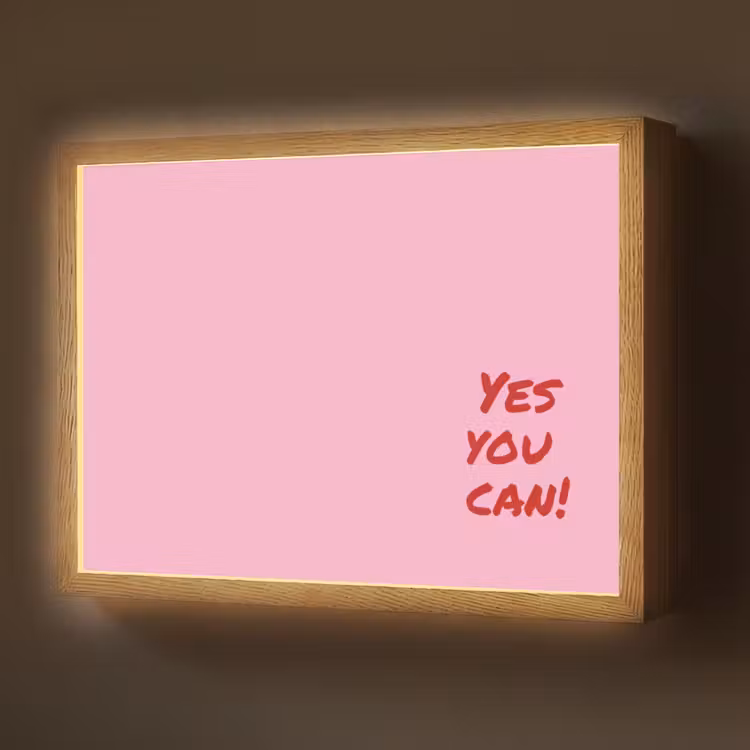 Yes you can do it - Rood - Roze Light Box met batterij (Wandlamp) middel -z3d_website