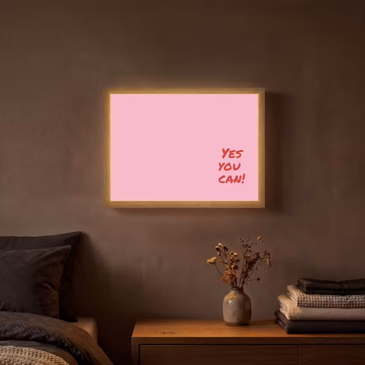 Yes you can do it - Rood - Roze Light Box met batterij (Wandlamp) middel -sfeer4