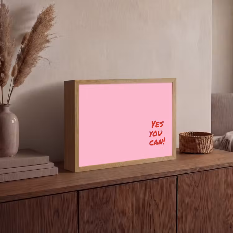 Yes you can do it - Rood - Roze Light Box met batterij (Wandlamp) middel -sfeer2