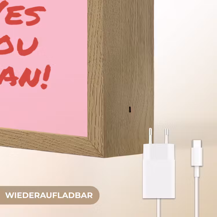 Yes you can do it - Rood - Roze Light Box met batterij (Wandlamp) middel -USP_websiteoplaadbaarDE