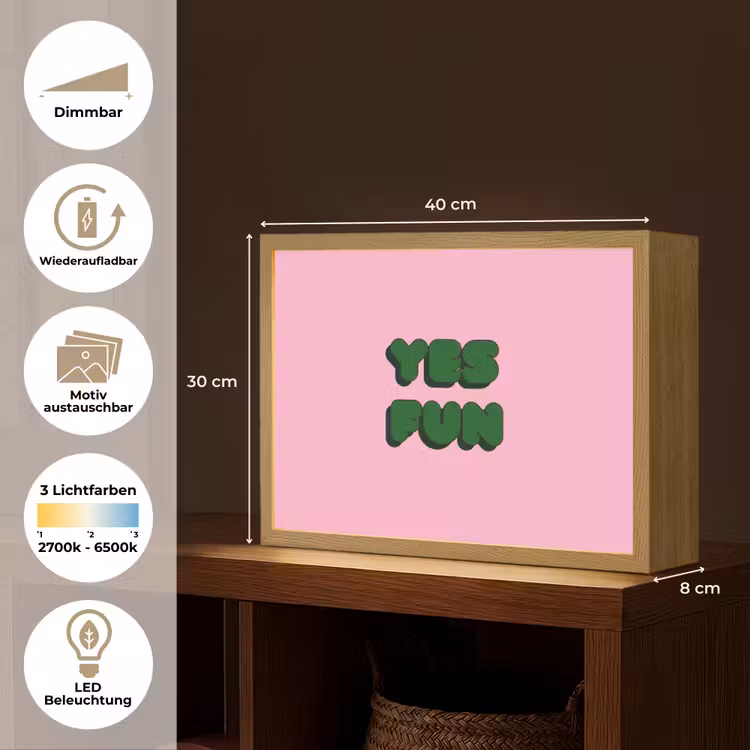Yes fun - Groen - Roze Light Box met batterij (Wandlamp) middel -USP_websiteoverzichtDE