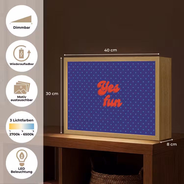 Yes fun - Rood - Blauw - Stippen Light Box met batterij (Wandlamp) middel -USP_websiteoverzichtDE