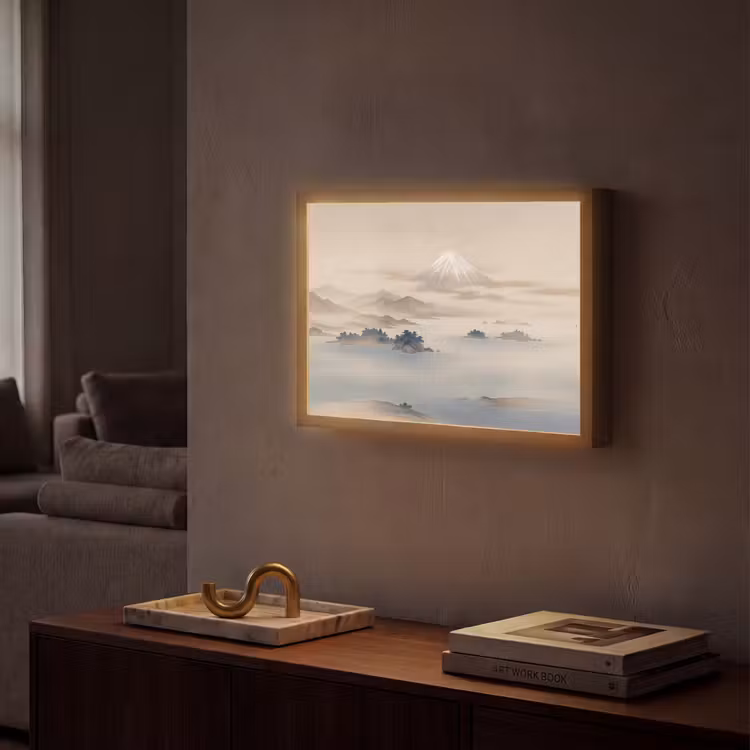 Japans - Landschap - Beige Light Box met batterij (Wandlamp) middel -sfeer1