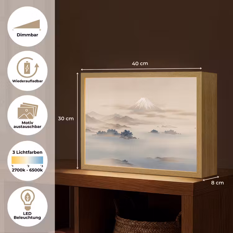 Japans - Landschap - Beige Light Box met batterij (Wandlamp) middel -USP_websiteoverzichtDE