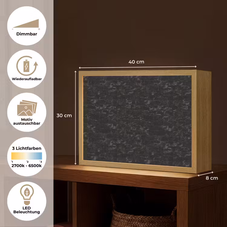 Tegels - Patroon - Marmer - Zwart Light Box met batterij (Wandlamp) middel 907 -USP_websiteoverzichtDE