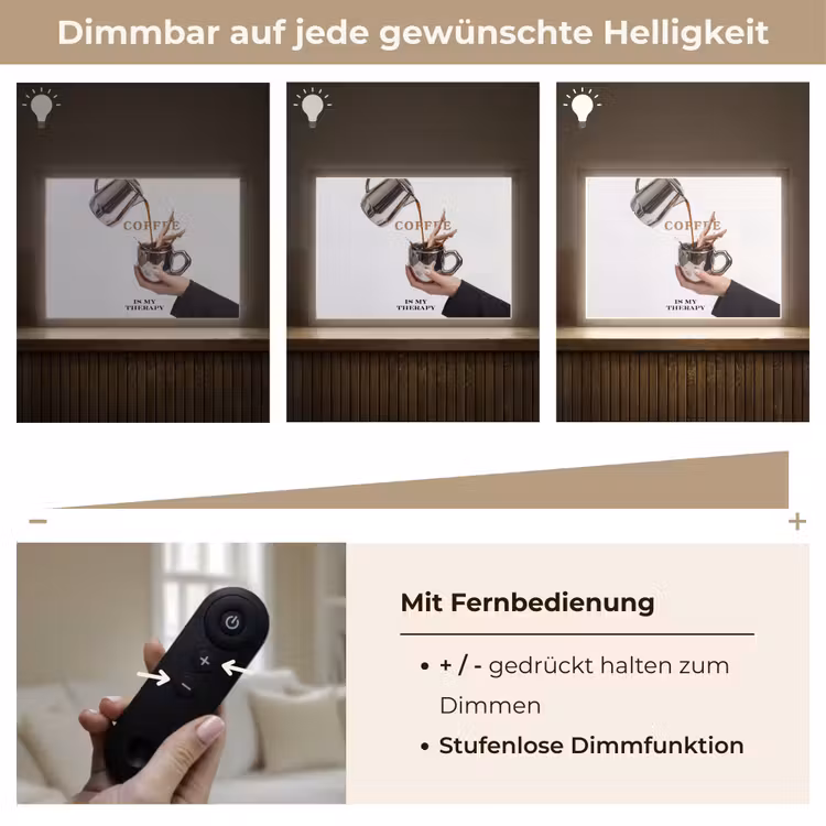 Koffie - Mok - Kan - Therapie Light Box met batterij (Wandlamp) middel -USP_dimbaarDE