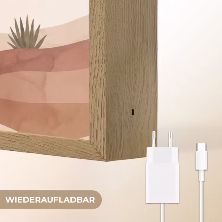 Cactus - Duinen - Modern - Landschap - Groen Light Box met batterij (Wandlamp) middel -USP_websiteoplaadbaarDE
