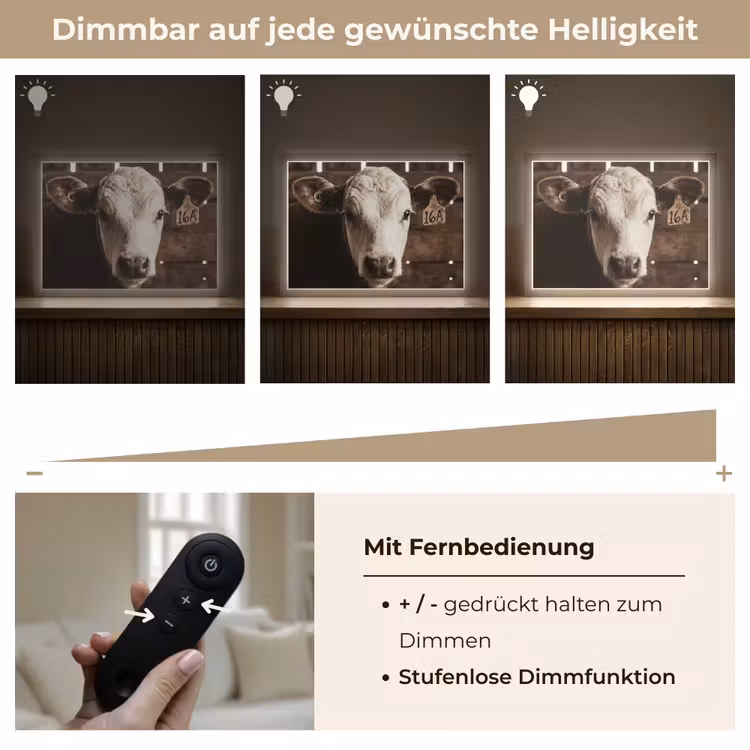 Kalf - Oormerk - Houten stal Light Box met batterij (Wandlamp) middel -USP_dimbaarDE