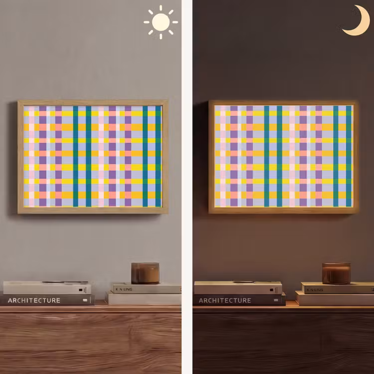 Ruit - Patroon - Kleurrijk Light Box met batterij (Wandlamp) middel 907 -sfeer3