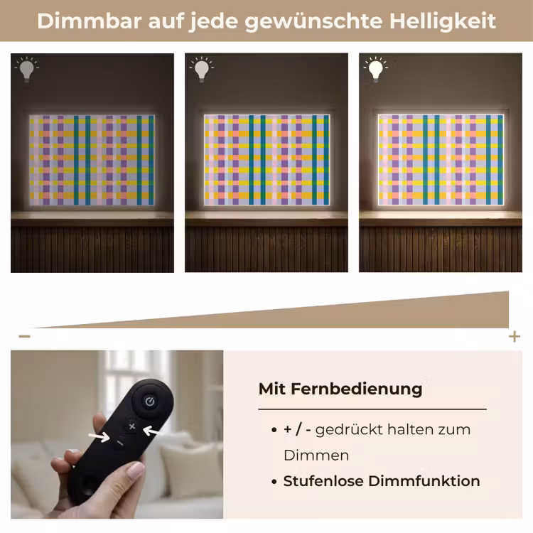 Ruit - Patroon - Kleurrijk Light Box met batterij (Wandlamp) middel 907 -USP_dimbaarDE