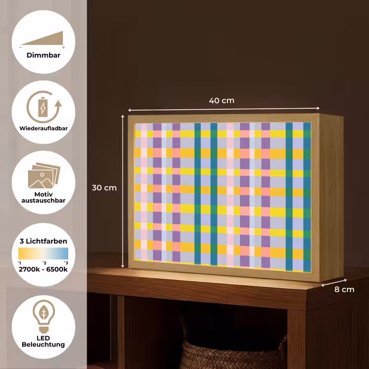 Ruit - Patroon - Kleurrijk Light Box met batterij (Wandlamp) middel 907 -USP_websiteoverzichtDE