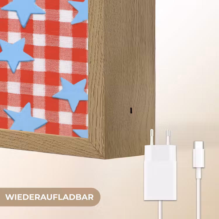 Ruit - Sterren - Rood Light Box met batterij (Wandlamp) middel 907 -USP_websiteoplaadbaarDE