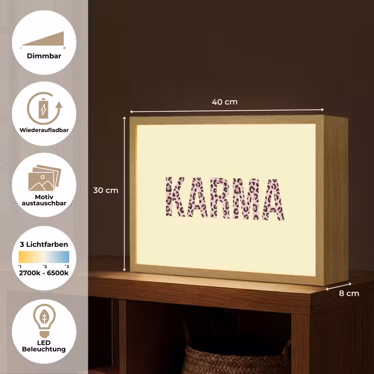 Karma - Luipaardprint - Geel Light Box met batterij (Wandlamp) middel -USP_websiteoverzichtDE
