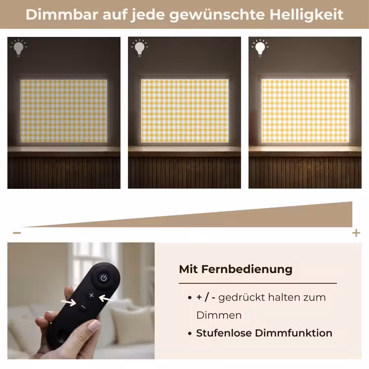 Ruit - Gingham - Klassiek - Geel en Wit Light Box met batterij (Wandlamp) middel 907 -USP_dimbaarDE