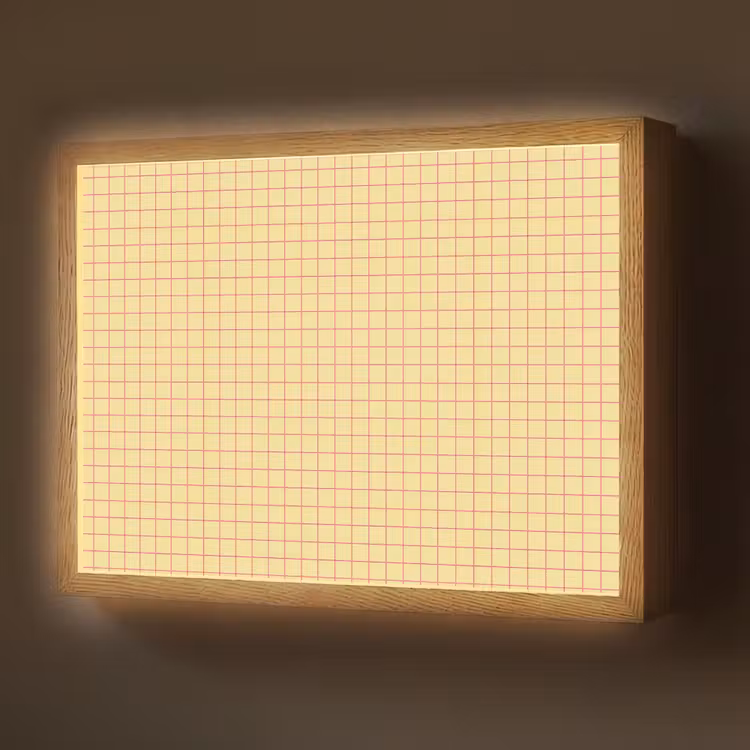 Ruitjes - Grid - Minimalistisch - Geel - Roze Light Box met batterij (Wandlamp) middel 907 -z3d_website