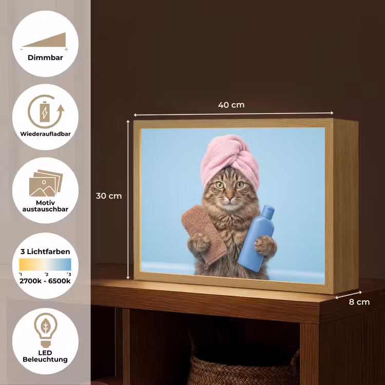 Kat - Handdoek - Washand - Zeep Light Box met batterij (Wandlamp) middel -USP_websiteoverzichtDE