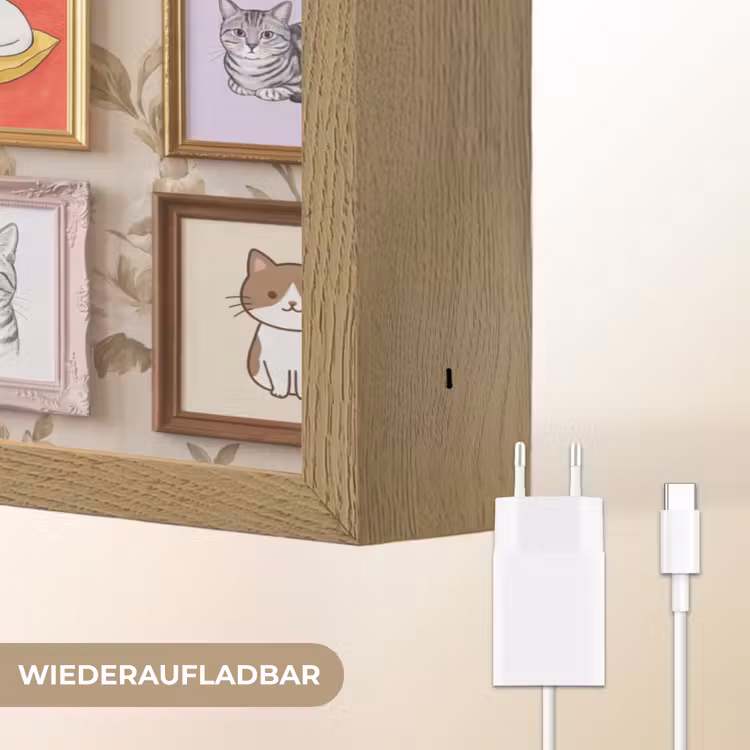 Kat - Portret - Dieren - Illustratie - Lijst Light Box met batterij (Wandlamp) middel -USP_websiteoplaadbaarDE