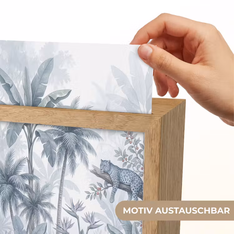 Kat - Tropisch bos - Modern - Grijs Light Box met kabel (Wandlamp) klein -USP_websiteprintDE