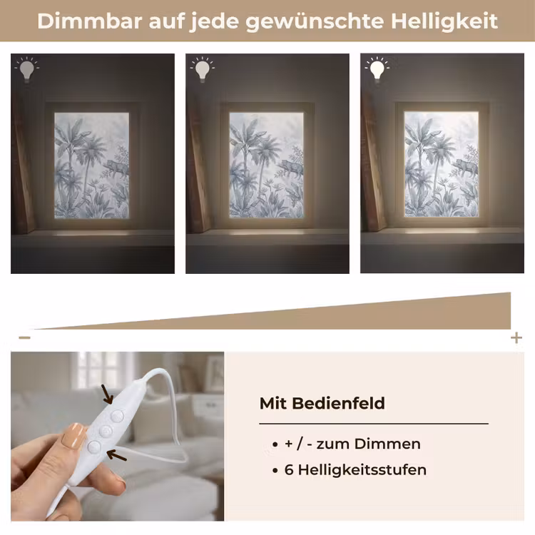 Kat - Tropisch bos - Modern - Grijs Light Box met kabel (Wandlamp) klein -USP_dimbaarDE