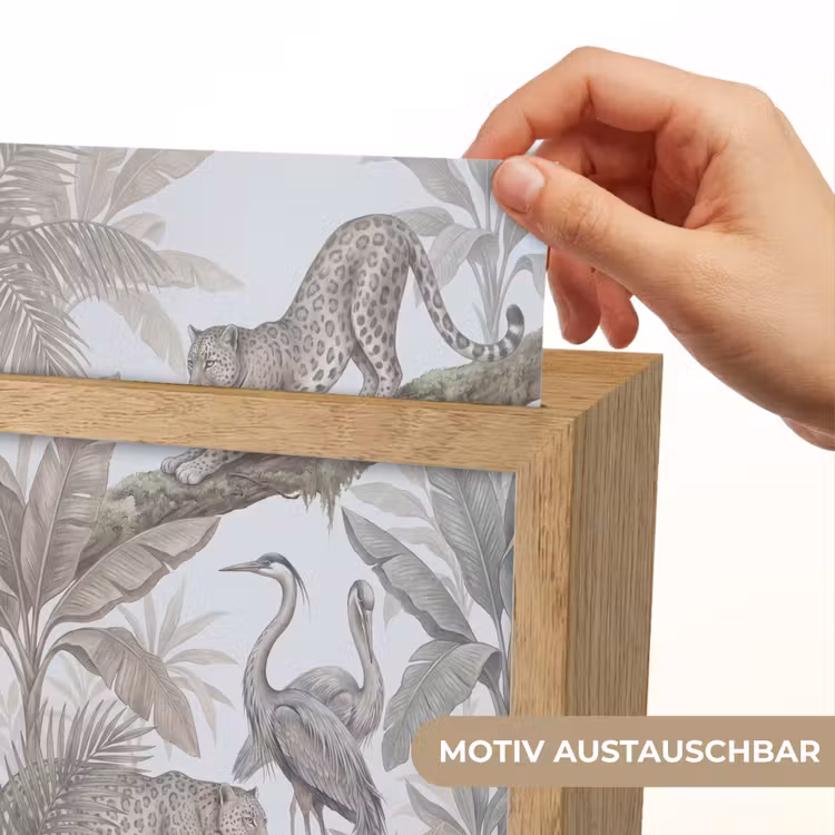 Kat - Vogel - Jungle - Illustratie - Dieren Light Box met kabel (Wandlamp) klein -USP_websiteprintDE