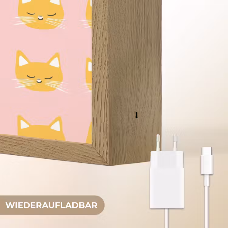 Katten - Patroon - Roze Light Box met batterij (Wandlamp) middel 907 -USP_websiteoplaadbaarDE