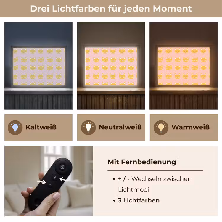 Katten - Patroon - Roze Light Box met batterij (Wandlamp) middel 907 -USP_lichtkleurDE