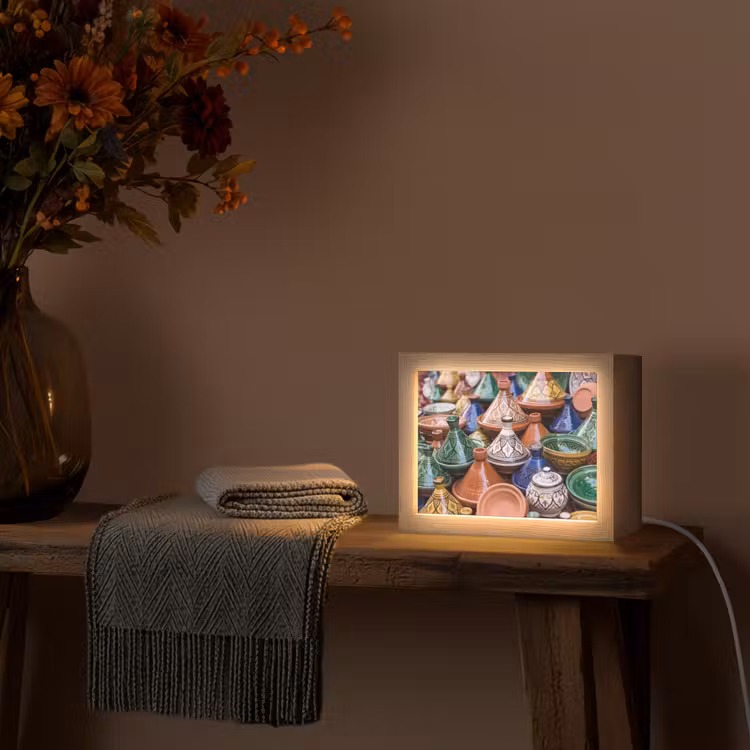 Lightbox - Wandleuchte - Keramik – Bunt – Muster - Aardewerk - Kleurrijk - Patroon Light Box met kabel (Wandlamp) klein