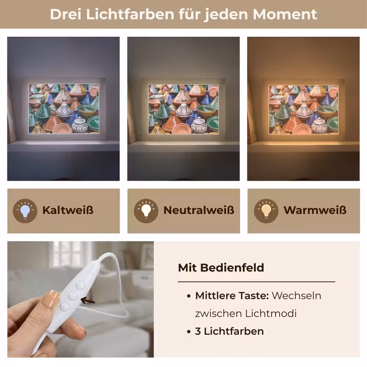 Lightbox - Wandleuchte - Keramik – Bunt – Muster - Aardewerk - Kleurrijk - Patroon Light Box met kabel (Wandlamp) klein