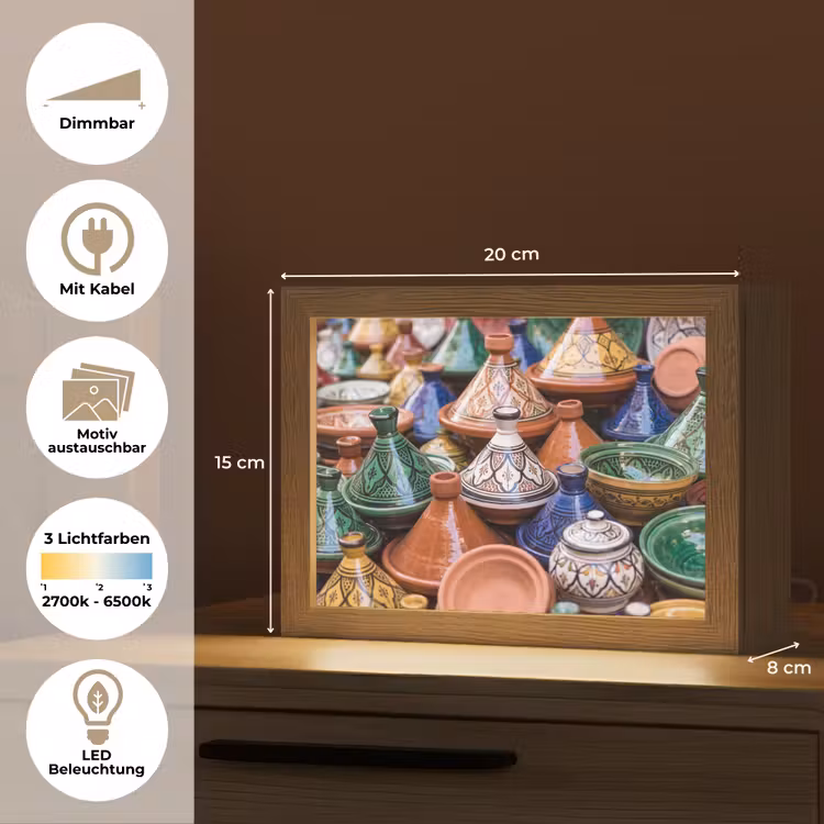 Lightbox - Wandleuchte - Keramik – Bunt – Muster - Aardewerk - Kleurrijk - Patroon Light Box met kabel (Wandlamp) klein