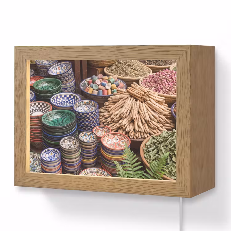 Lightbox - Wandleuchte - Keramik – Orientalisch – Farbenfroh - Aardewerk - Oosters - Kleurrijk Light Box met kabel (Wandlamp) klein
