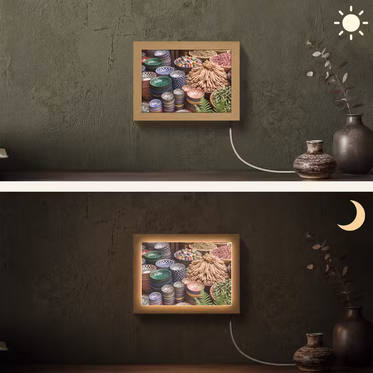 Lightbox - Wandleuchte - Keramik – Orientalisch – Farbenfroh - Aardewerk - Oosters - Kleurrijk Light Box met kabel (Wandlamp) klein