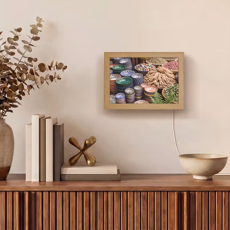 Lightbox - Wandleuchte - Keramik – Orientalisch – Farbenfroh - Aardewerk - Oosters - Kleurrijk Light Box met kabel (Wandlamp) klein