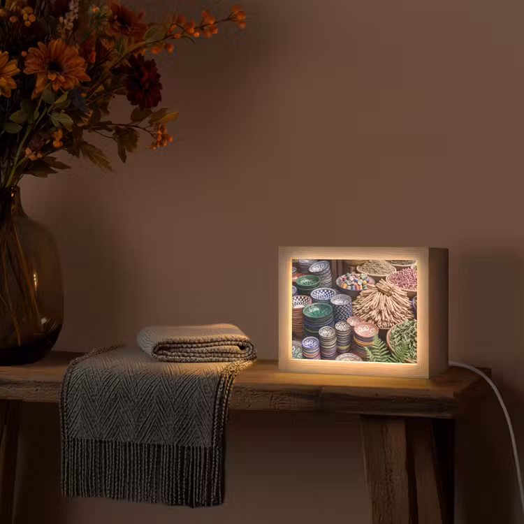 Lightbox - Wandleuchte - Keramik – Orientalisch – Farbenfroh - Aardewerk - Oosters - Kleurrijk Light Box met kabel (Wandlamp) klein