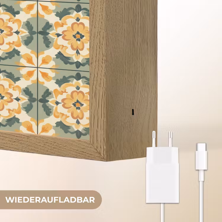 Keramiek - Verweerd - Kleurrijk Light Box met batterij (Wandlamp) middel 907 -USP_websiteoplaadbaarDE