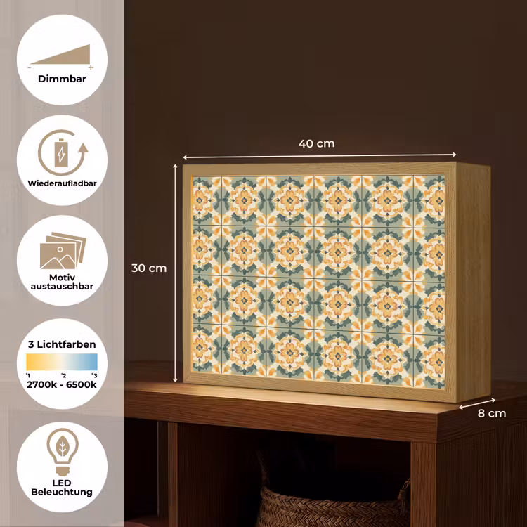 Keramiek - Verweerd - Kleurrijk Light Box met batterij (Wandlamp) middel 907 -USP_websiteoverzichtDE