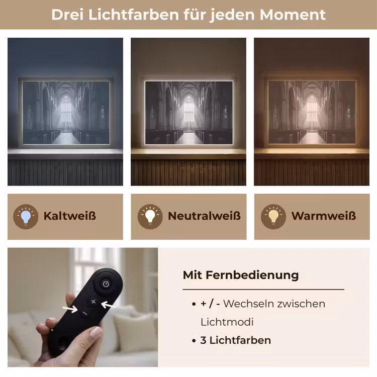 Kerk - Interieur - Lichtstralen - Architectuur - Klassiek Light Box met batterij (Wandlamp) middel -USP_lichtkleurDE