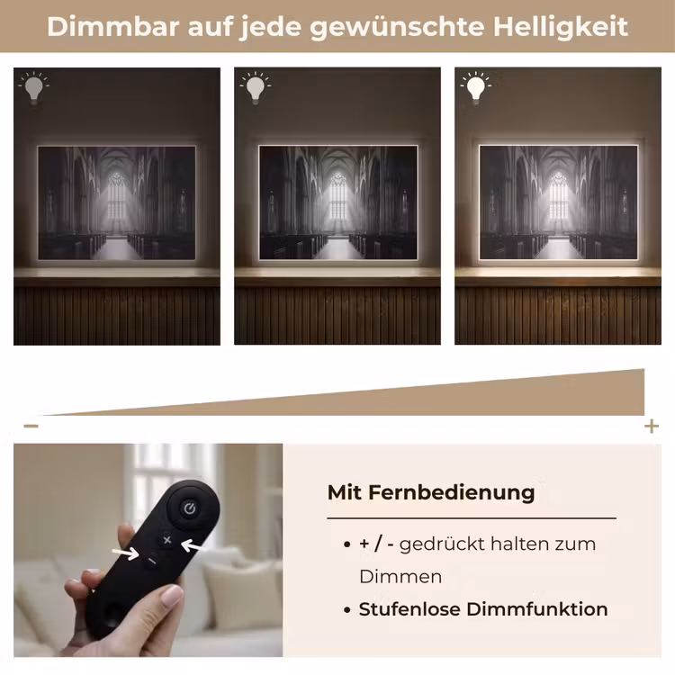 Kerk - Interieur - Lichtstralen - Architectuur - Klassiek Light Box met batterij (Wandlamp) middel -USP_dimbaarDE