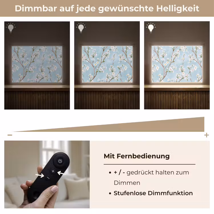 Kersenbloesem - Textuur - Blauw Light Box met batterij (Wandlamp) middel 907 -USP_dimbaarDE
