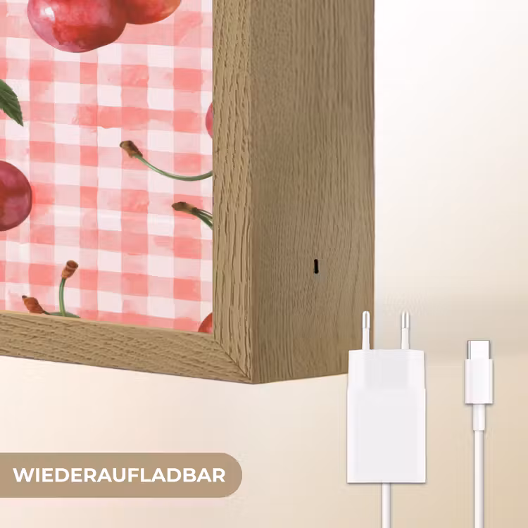 Kersen - Blokken - Rood Light Box met batterij (Wandlamp) middel 907 -USP_websiteoplaadbaarDE