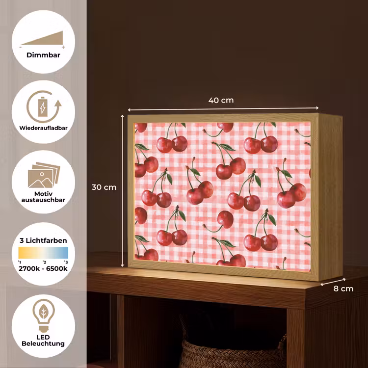 Kersen - Blokken - Rood Light Box met batterij (Wandlamp) middel 907 -USP_websiteoverzichtDE