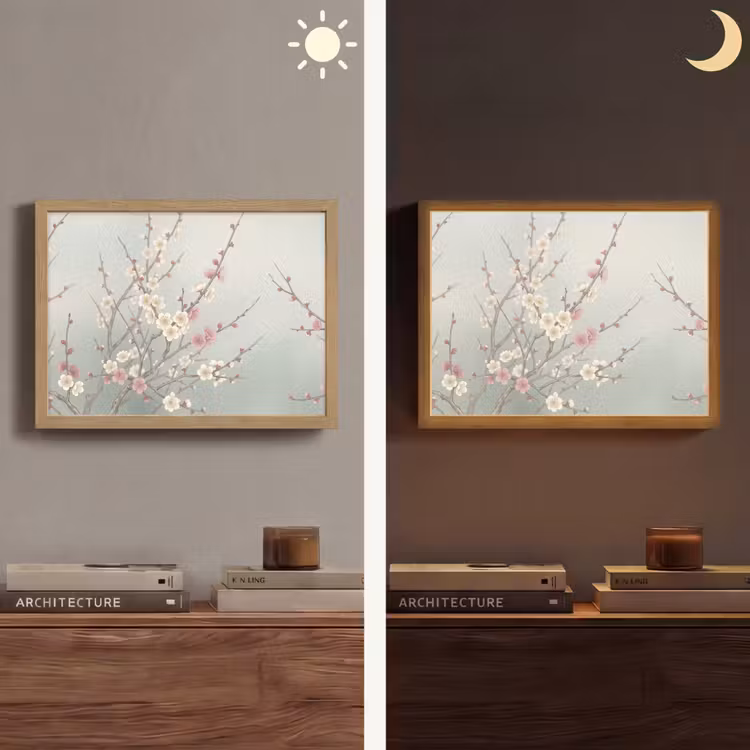 Kersen - Bloesem - Groen Light Box met batterij (Wandlamp) middel -sfeer3