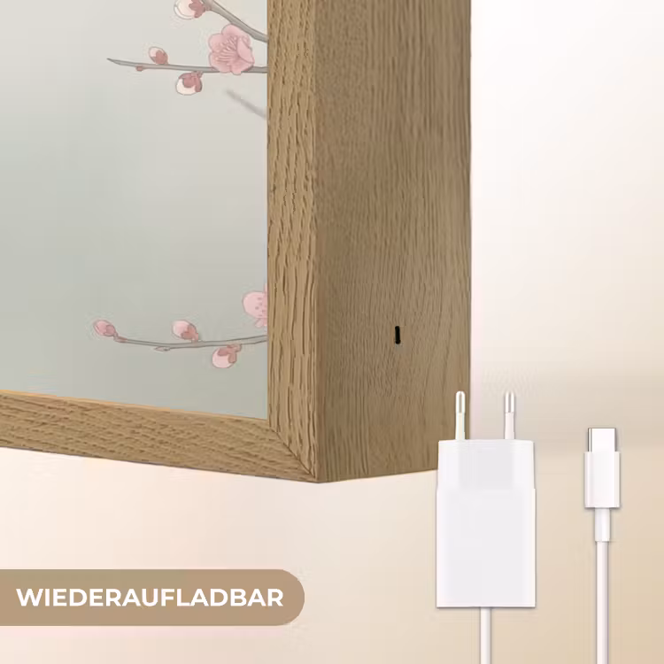 Kersen - Bloesem - Groen Light Box met batterij (Wandlamp) middel -USP_websiteoplaadbaarDE