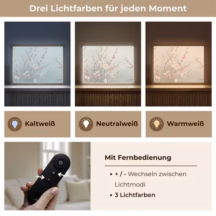 Kersen - Bloesem - Groen Light Box met batterij (Wandlamp) middel -USP_lichtkleurDE