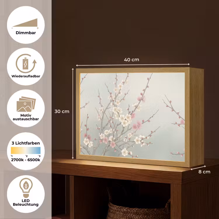 Kersen - Bloesem - Groen Light Box met batterij (Wandlamp) middel -USP_websiteoverzichtDE