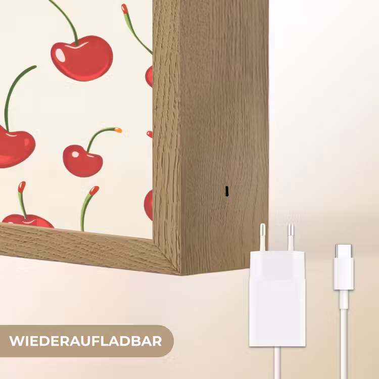 Kersen - Minimalistisch - Rood Light Box met batterij (Wandlamp) middel 907 -USP_websiteoplaadbaarDE