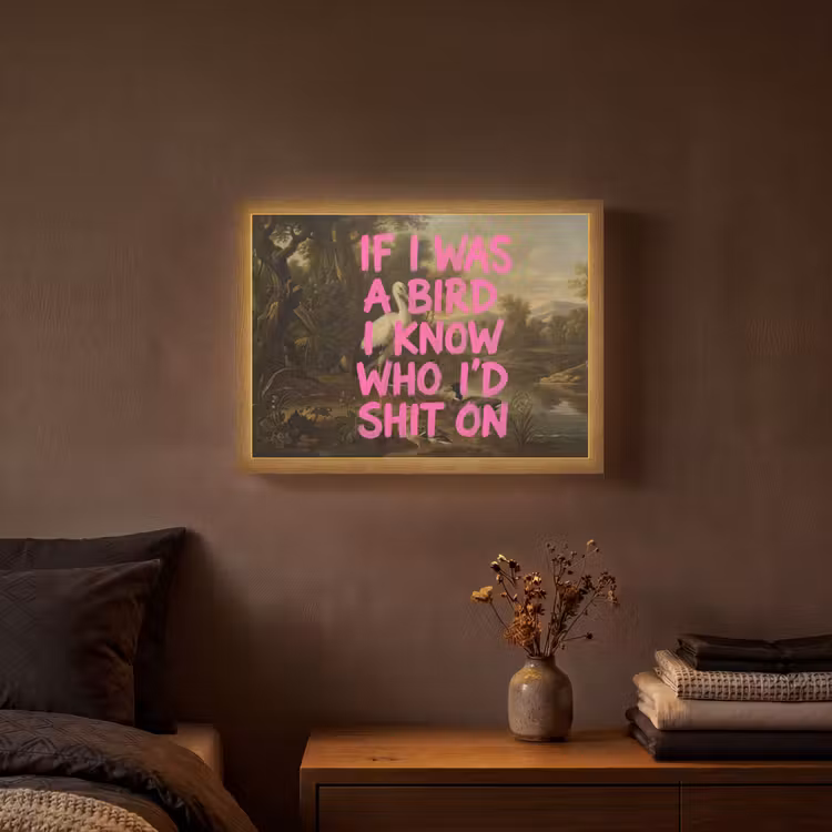 Klassiek - Humor - Roze Light Box met batterij (Wandlamp) middel -sfeer4