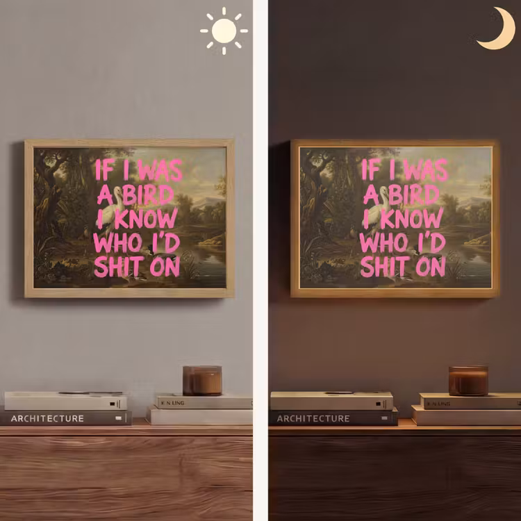 Klassiek - Humor - Roze Light Box met batterij (Wandlamp) middel -sfeer3