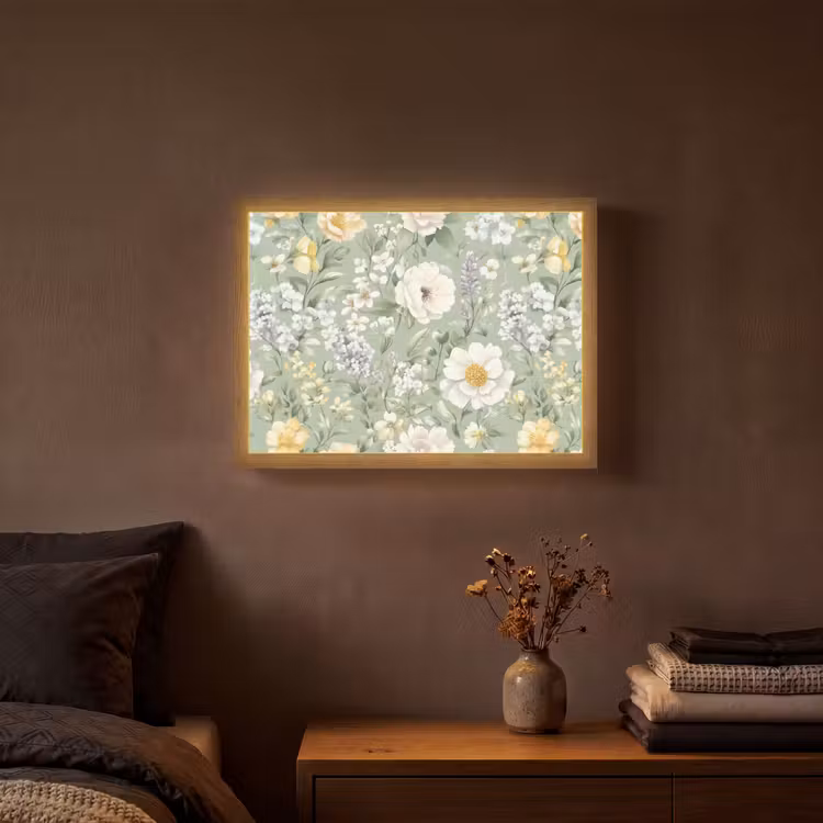 Klassiek - Bloemenpatroon - Kleurrijk Light Box met batterij (Wandlamp) middel 907 -sfeer4