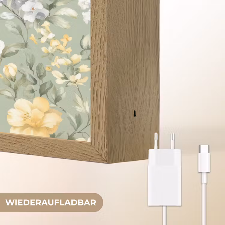 Klassiek - Bloemenpatroon - Kleurrijk Light Box met batterij (Wandlamp) middel 907 -USP_websiteoplaadbaarDE