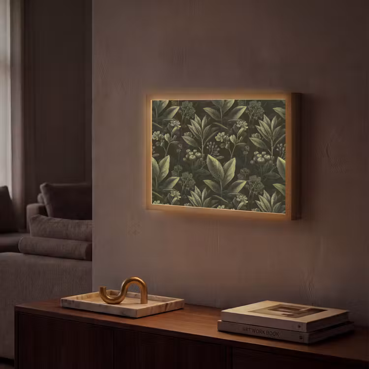 Klassiek - Donker - Botanisch - Planten Light Box met batterij (Wandlamp) middel 907 -sfeer1